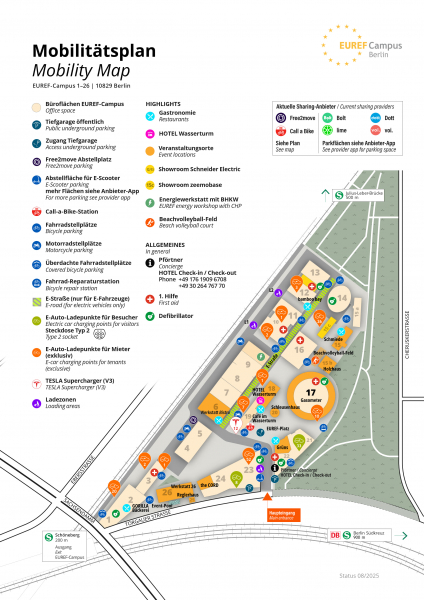 Plan vom EUREF-Campus Berlin mit Schwerpunkt Mobilität