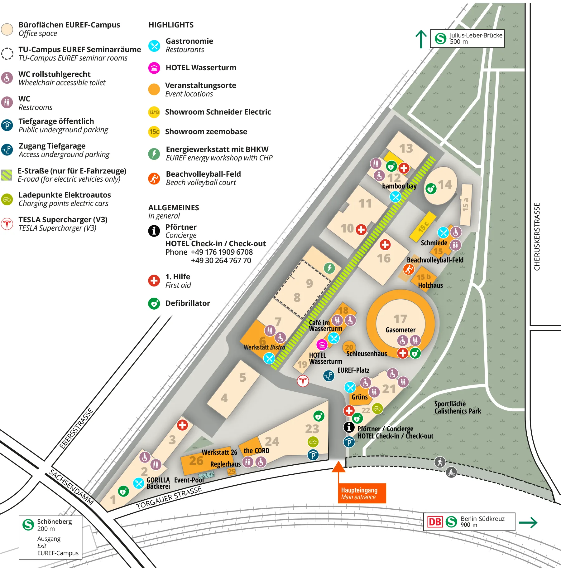 Farbiger Übersichtsplan des Campus